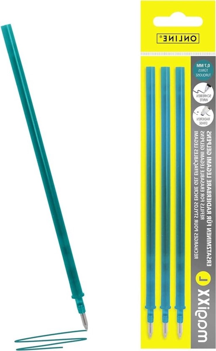 Reservevullingen Gelpen - Navulbaar Pen Vulling - Schrijven Leren - Wegwisbare Inkt - 3 Stuks - Turquoise