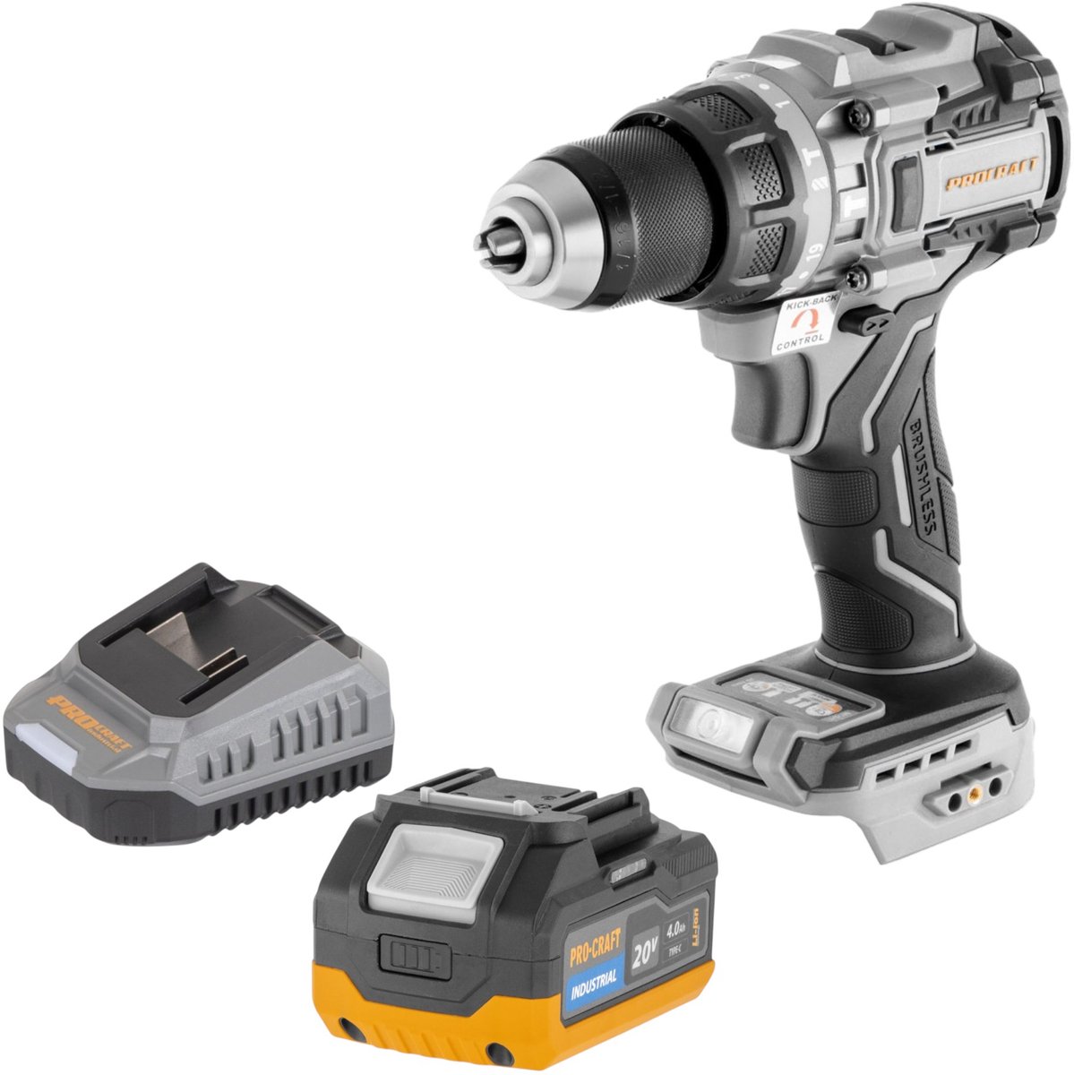ProCraft Industrial CD20C-BB accu-klopboorschroevendraaier 20 V 120 Nm borstelloos Solo - zonder accu, zonder oplader