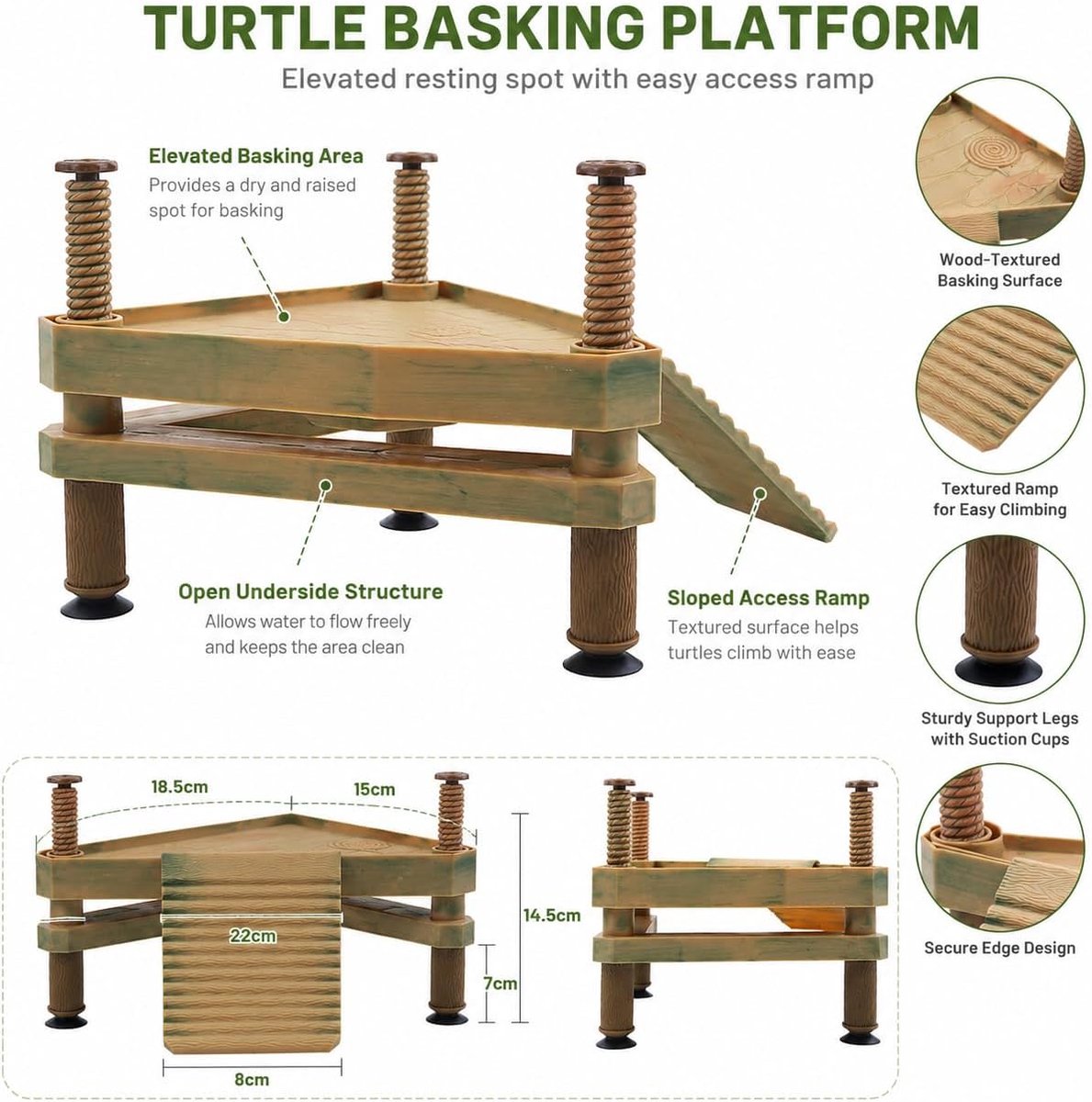 schildpadden, Turtle Dock drijvend, drijvend platform voor aquarium, reptielaccessoire met schildpad aal-helling