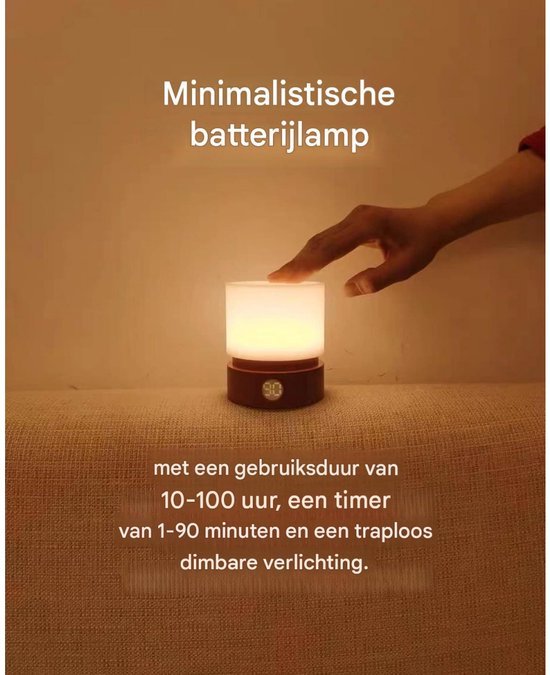 SSTRWGOOD Nachtlicht voor Kinderen - Dimbaar LED Nachtlampje met Timer - 0.3W 3000K Warm Licht - Lang Aanraken voor Dimmen, Dubbelklik voor Ademhalingsslaapmodus - Geschikt voor Slaapkamer en Babykamer - ABS Materiaal - Diameter 82x95mm van SSTRWGOOD — afbeelding 4