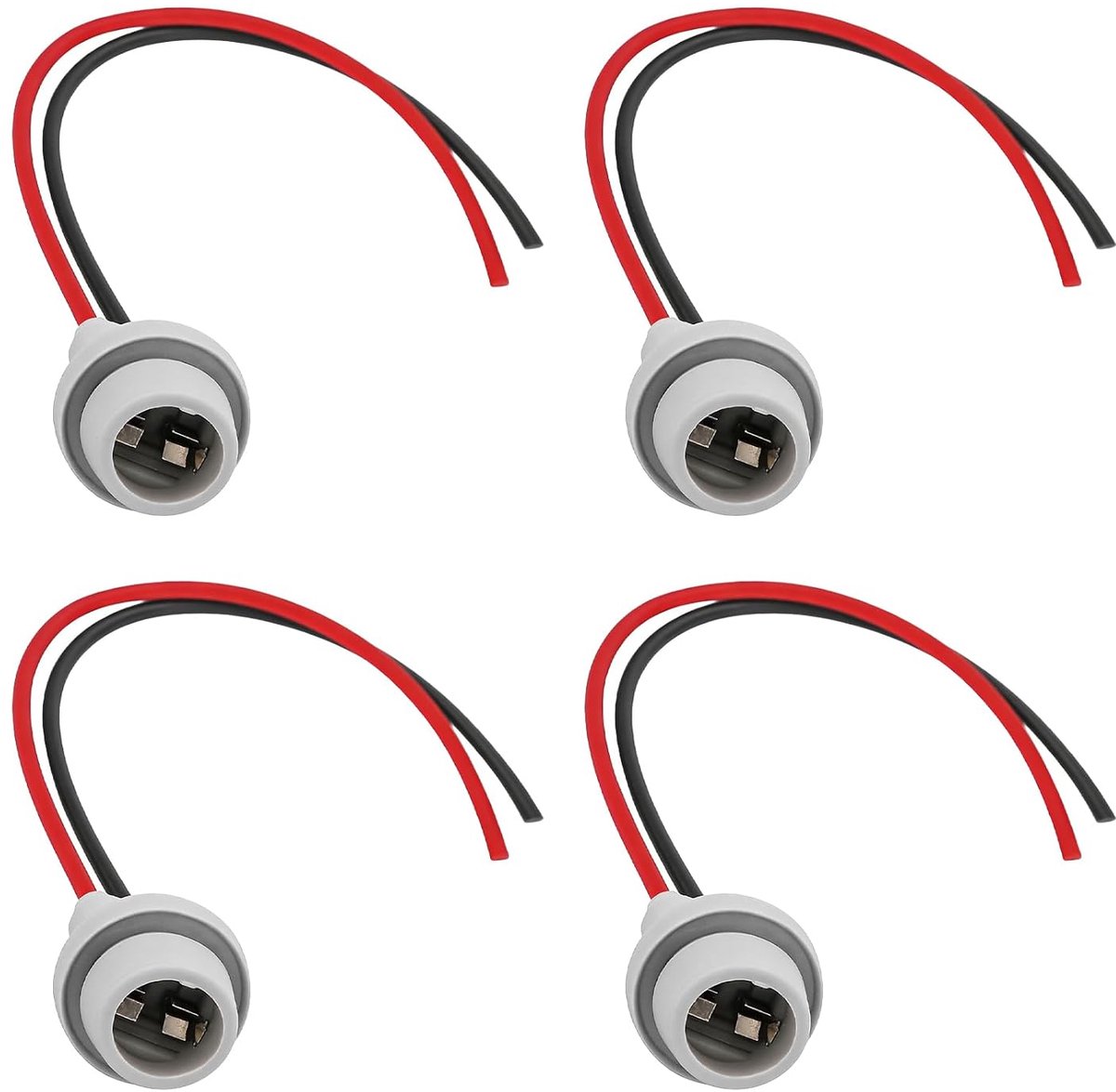 4 stuks T10 T15 W5W lampenhouder met kabel, 12V rubber houder voor voorverbonden gloeilampen, plug & play lamphouder met 14 cm draad voor auto knipperlicht, remlicht, achterlicht
