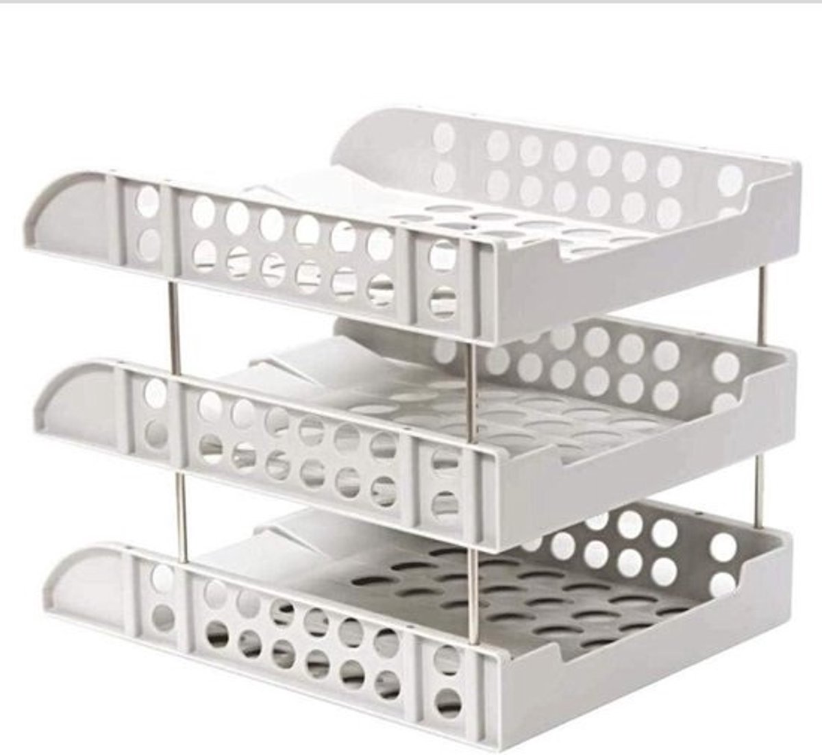 Bureau Documenten Organizer - Papier Sorteerder - Kantoor Organiseren - Drie Laags Ontwerp - 245x330x260MM - Grijs