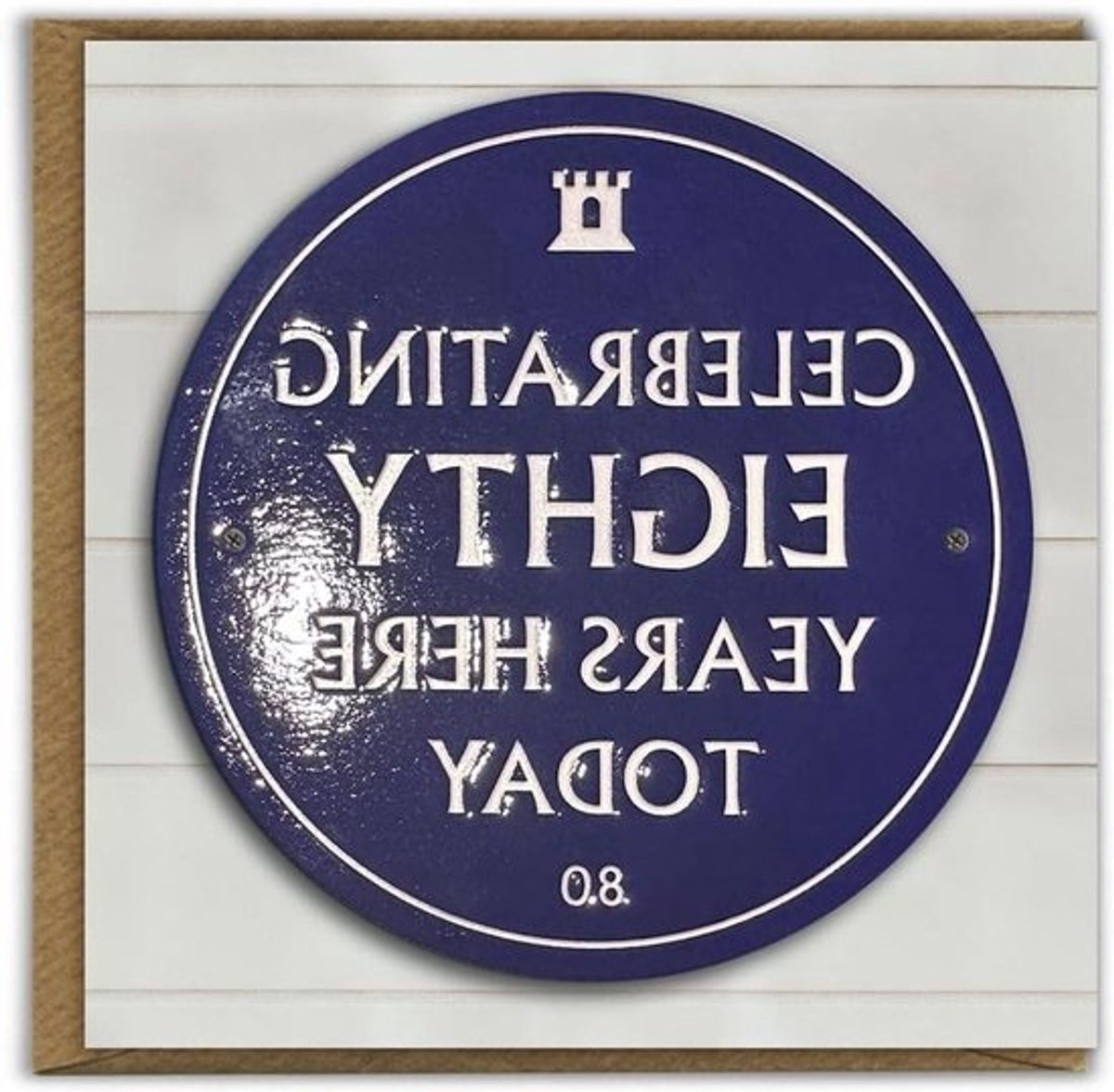 Verjaardagskaart 80 Jaar - Grappige Wenskaart Jubileumkaart - Verjaardag Vieren - Reliëf en Spot UV Afwerking - 150mm x 150mm