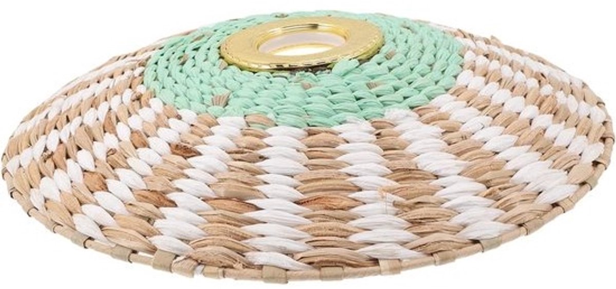 Hanglamp Lampenkap - Kroonluchter Kap - Woonkamer Decoratie - Geweefd Papier Touw - 30x30x6 cm - Licht Groen