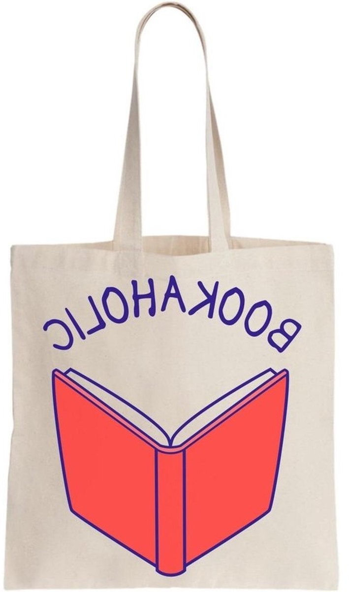 Boekentassen Canvas - Boekenliefhebber Tas - Spullen Dragen - Boek Lover Design - 45 x 42 cm - Natuurlijk Beige