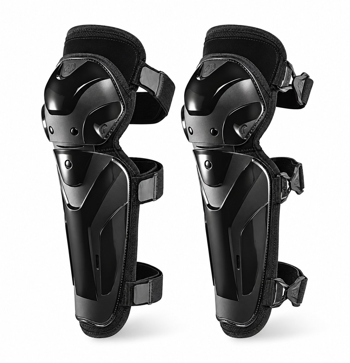 Motor Kniebeschermers – Knie- & Scheenbescherming – Schokabsorberend – Verstelbaar & Anti-Slip – Zwart