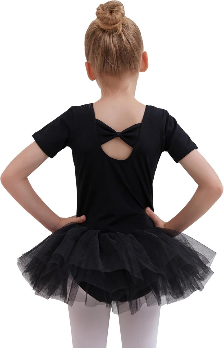 Balletjurk voor meisjes, danspak, katoen, danskleding, met tutu-rok, ballerinaoutfit met korte mouwen
