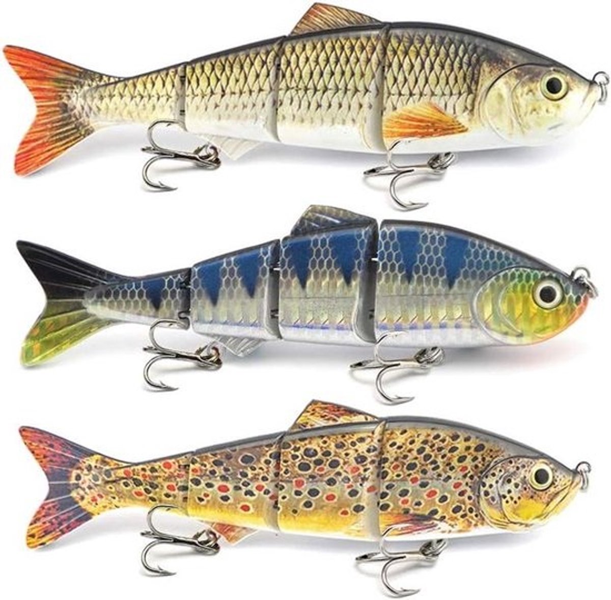 Kunstaas 4 secties - Zwem lokken Vissen aas - Vissen vangen - Levensechte zwemactie - 11 cm - Geassorteerd