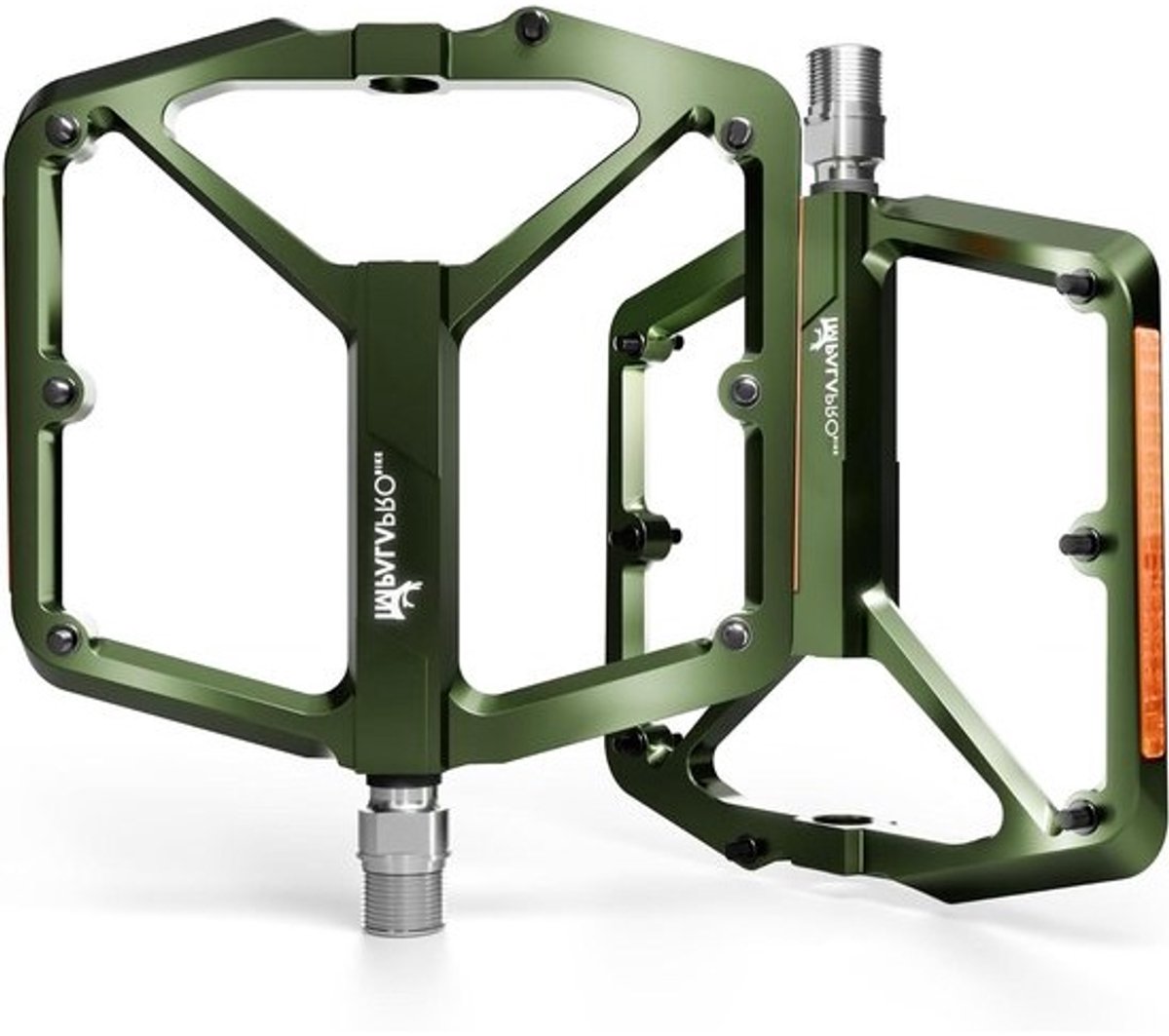 Fietspedalen Aluminium - MTB Pedalen - Fietsen Buiten - Afneembare Nagels - 11.8 x 10.2 cm - Donker Groen