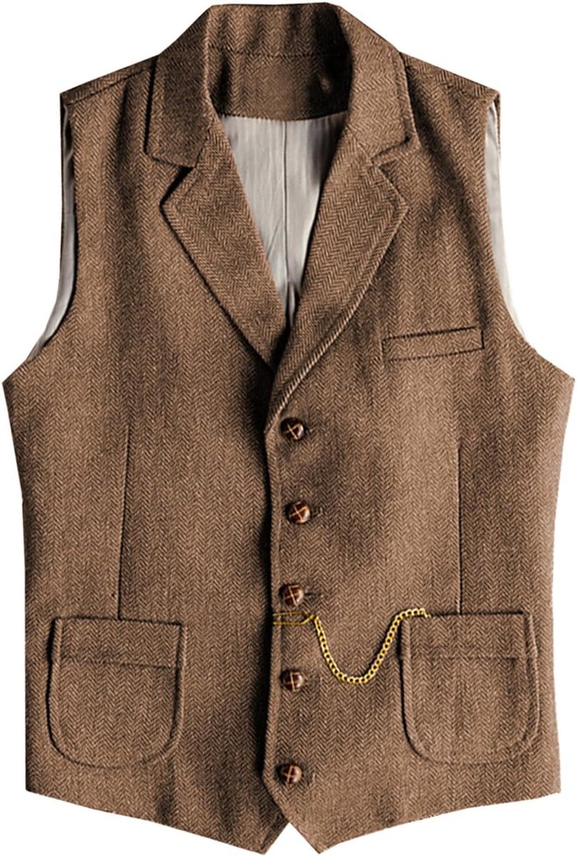 Herringbone Tweed herenpak, vest, wol, slim fit, vest, wol