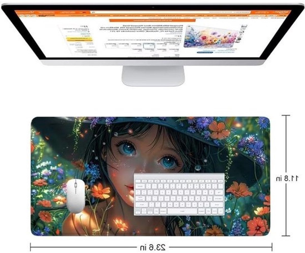 XXL Muismat - Bureauonderlegger Desk Pad - Comfortabel Werken - Waterdicht en Wasbaar - 800x400x3mm - Oranje Paars