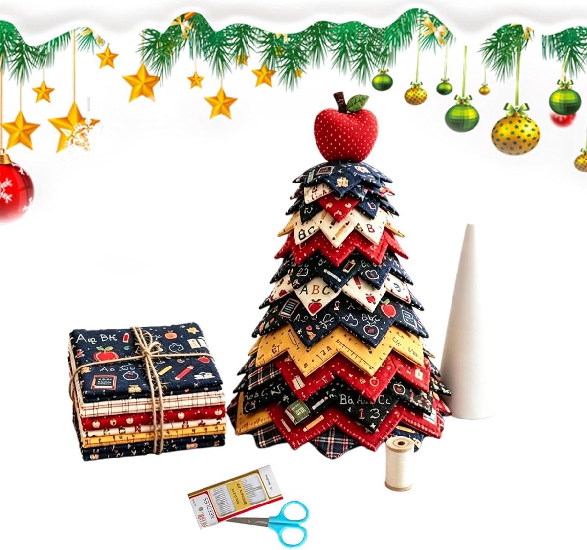 Kerst Gewatteerde Stof Boom Kit met Gids 3D Gewatteerde
