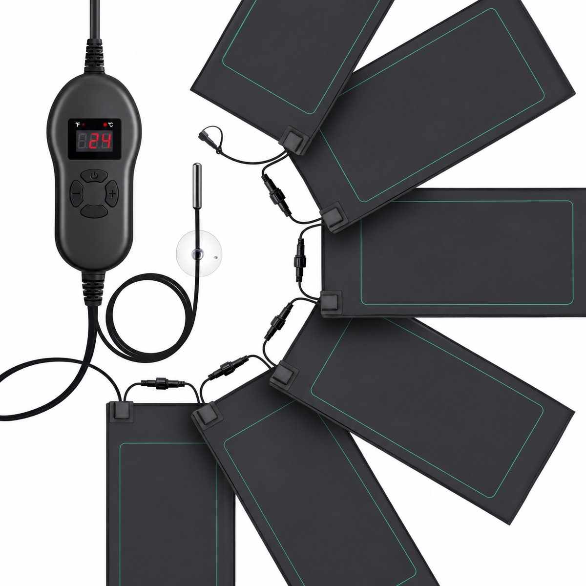 Warmtemat planten set van 6 – 30W met digitale thermostaat, IP67 waterdicht – 52,5 x 25,5 cm