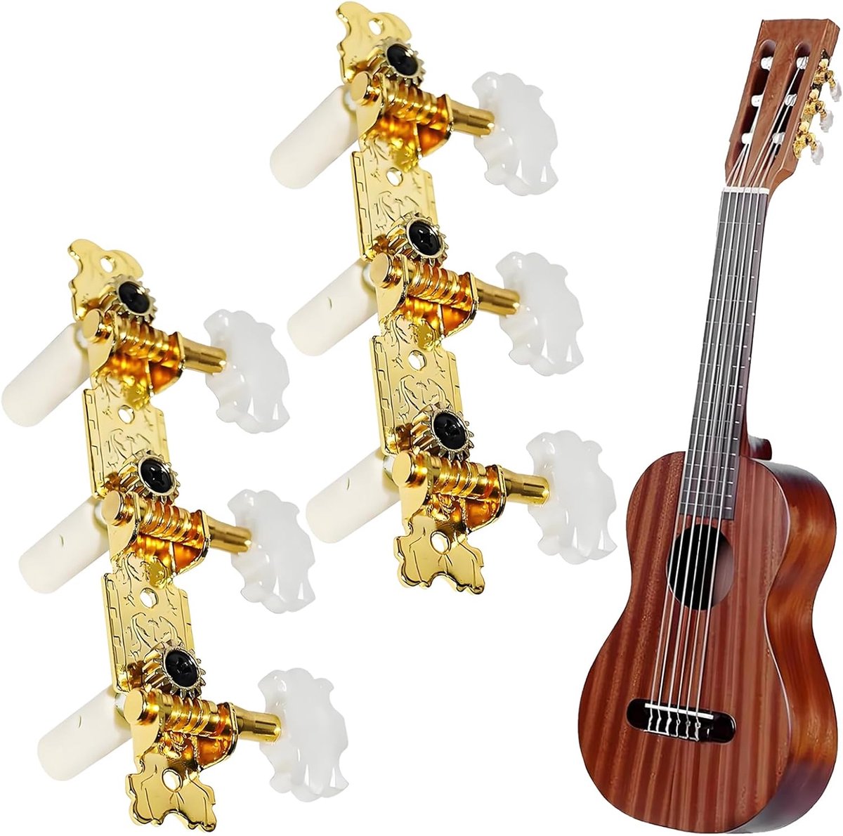 2 stuks gitaarstemwervels, stemwervel voor klassieke gitaren, gitaarmechanica, gitaarstemwervels, reserveonderdelen voor akoestische gitaren, klassieke gitaarstemwartels (wolkenstijl)