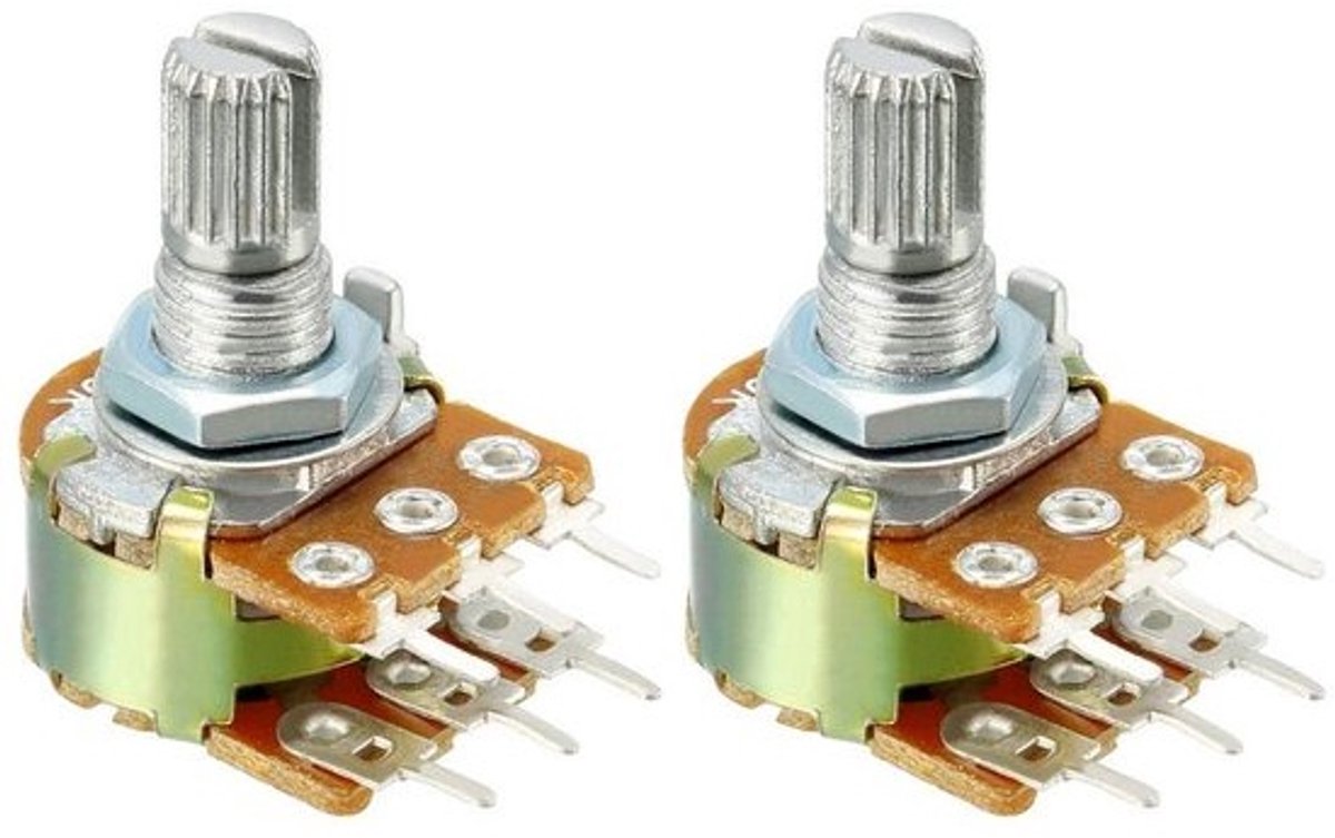 Variabele Weerstanden - Draaipotentiometer - Elektronische Projecten - Dubbele Draaibare - 100 Ohm - Zilverkleurig