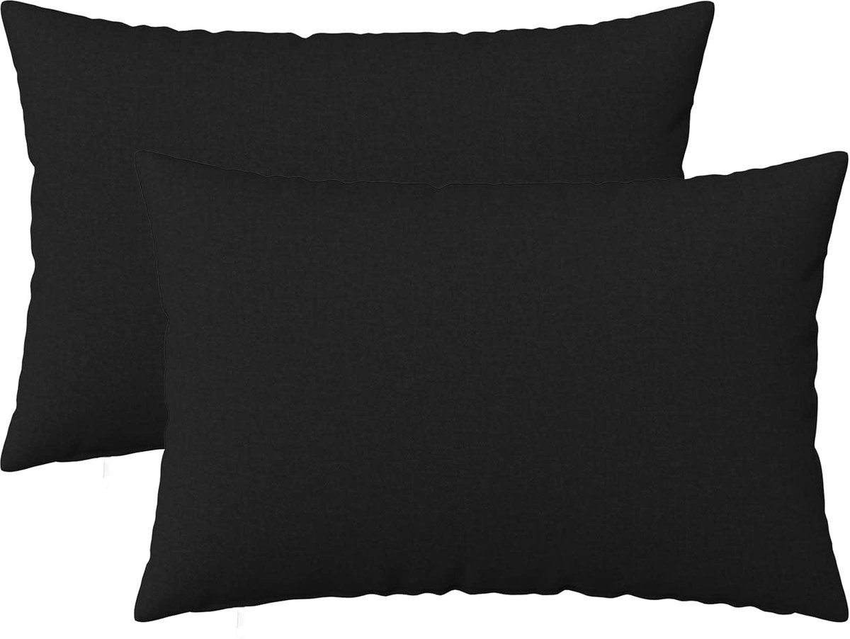 vidaXL Dekenkussen - 2 - st - HEERLEN - Zwart - 50 - x - 70 - cm - Stof