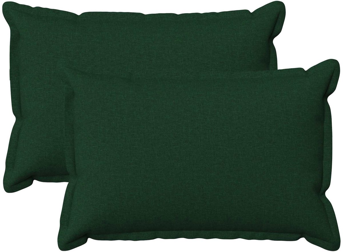 vidaXL Dekenkussen - 2 - st - HOUTEN - Donkergroen - 50 - x - 70 - cm - Faux - Linnen