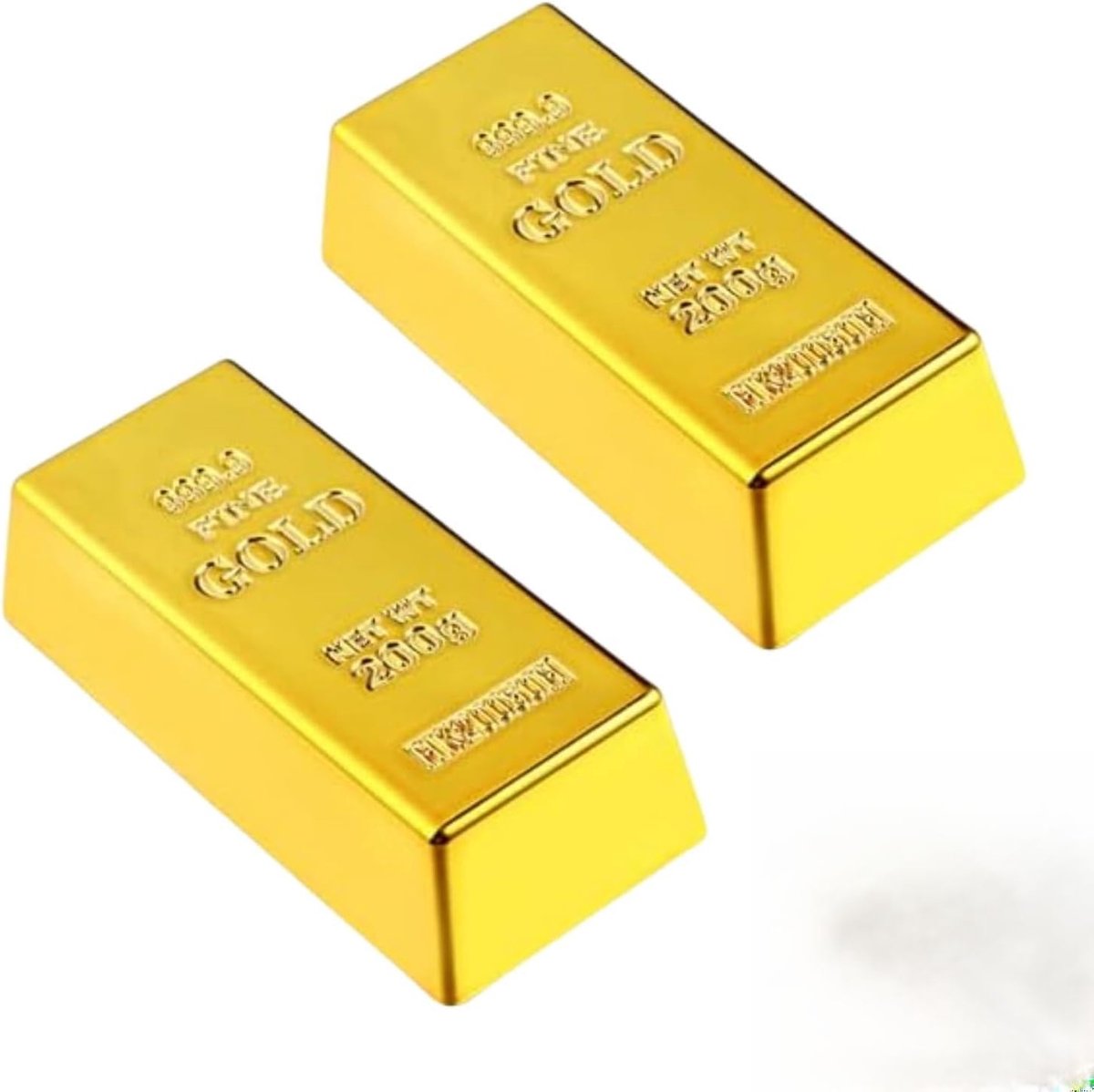 2 stuks replica gouden staven, kunststof nep gouden baksteen, nep gouden staven, decoratief rekwisiet voor thuiskantoordecoratie, voor rekwisieten, film, piratenfeest, nieuwigheid geschenken
