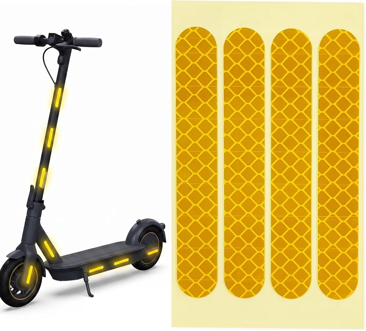 4 sets (16 stuks totaal) oranje reflecterende stickers, voor- en achterklep reflectorstickers voor Ninebot Max G30 elektrische scooter, waterdichte PVC e-scooter veiligheidsaccessoires