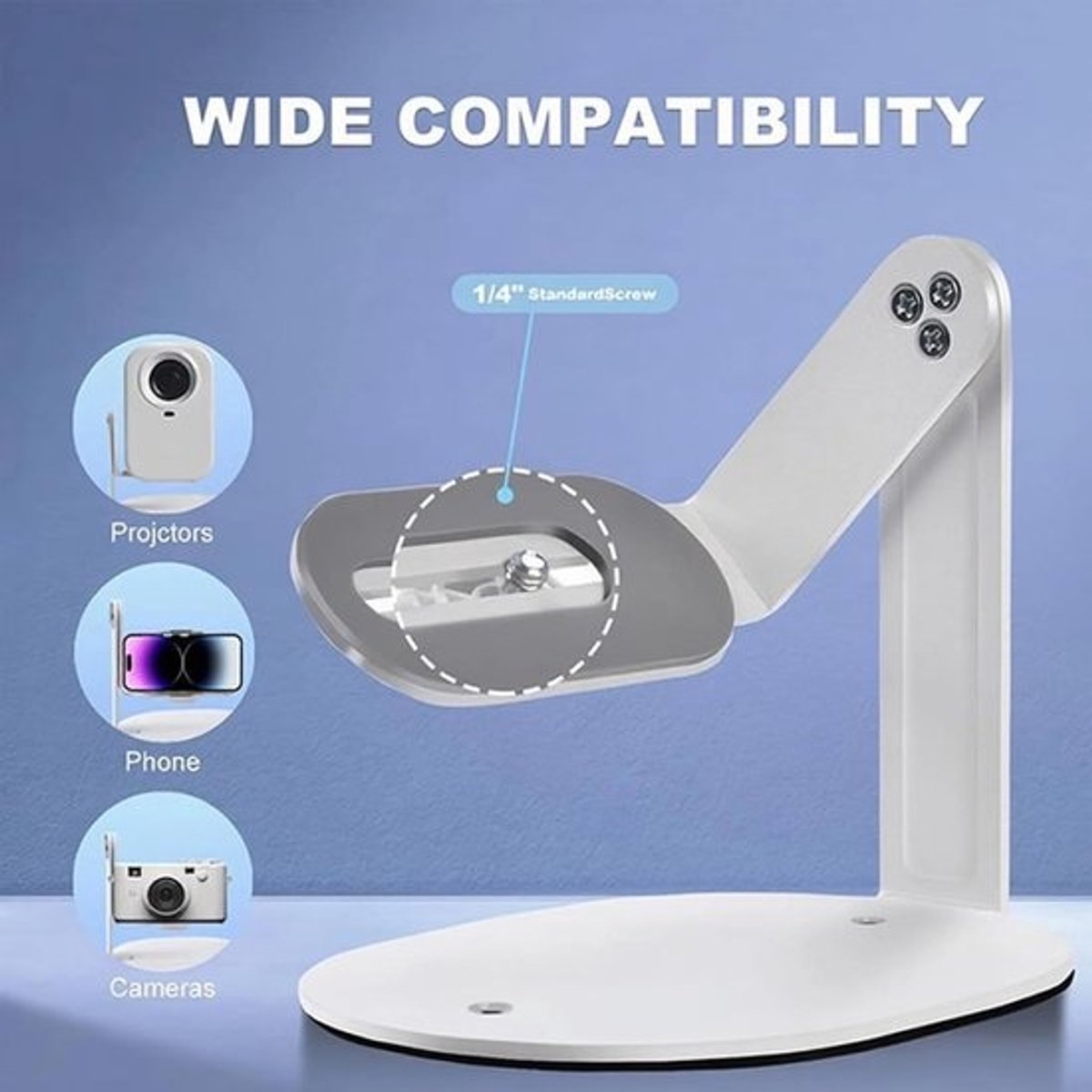 Projector Beugel - Projector Stand - Thuisbioscoop Inrichten - Verstelbaar & Opvouwbaar - 18.5 x 13.5 cm - Zwart/Zilver