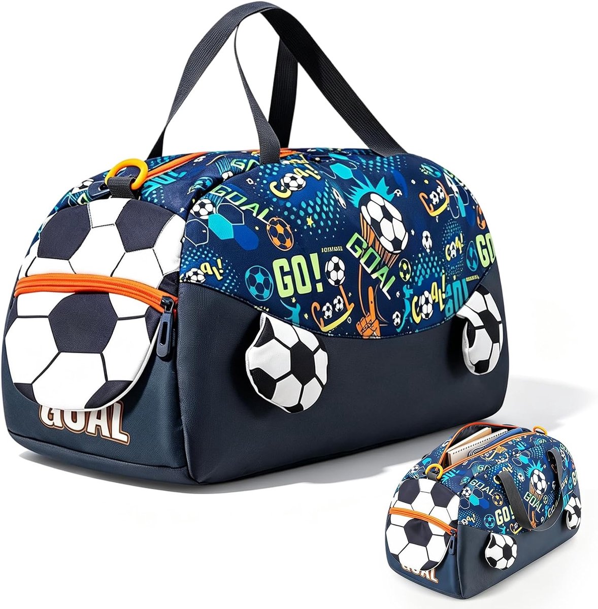 Sporttas voor kinderen, zwemtas voor jongens en meisjes, 45 x 20 x 24 cm, weekend-reistas, schattige outdoor voetbaltas, duffle bag, waterdichte badtas, voor reizen, school, sport, fitness, Voetbal