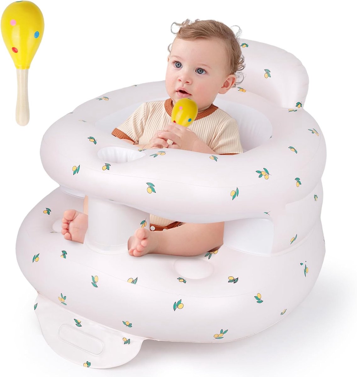 Baby Stoel Inflatable baby seat Floor Seat Baby voor 3 Maanden tot 36 Maanden Gereedschapsloos Opblazen Baby Badzitje Babystoel voor Camping Vakantie Reis Strand (Olijf) (Olijf)