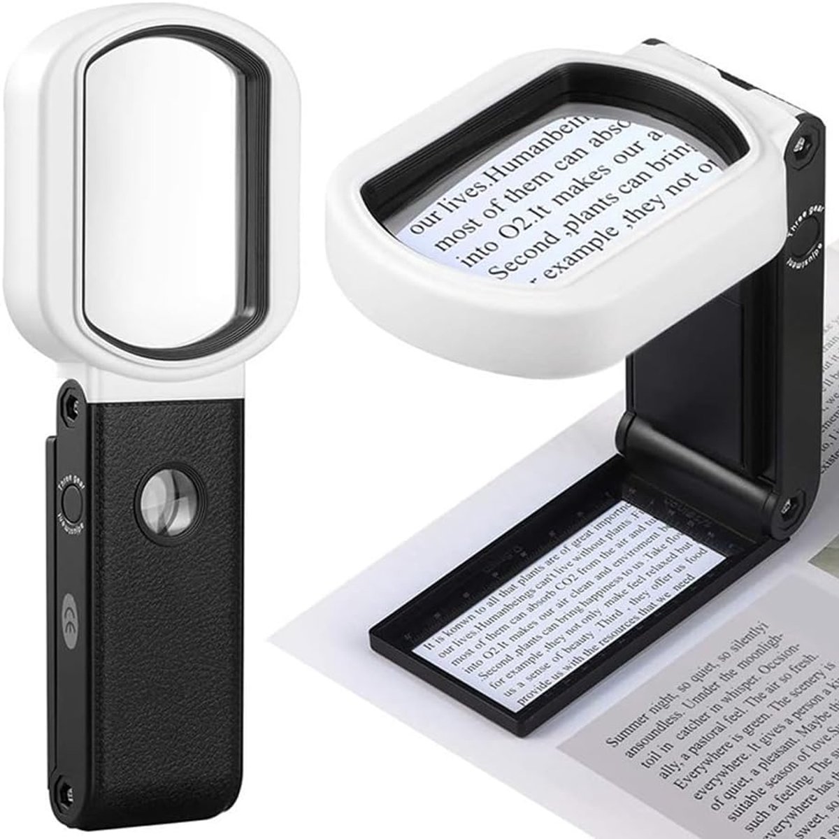 Vergrootglas met licht, 10 x 25 x vergroting, leesloep voor senioren met lens van echt glas, vergrootglas met dubbele stroommodus (batterij/netvoeding) voor lezen, hobby en reparatie