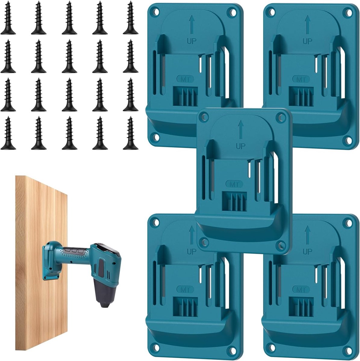 5 stuks wandhouder, gereedschapshouder voor Makita 18V accuschroevendraaier en elektrisch gereedschap, schroevendraaier-gereedschapshouder met 20 schroeven, voor werkplaats, garage, machine, 14,4-18 V