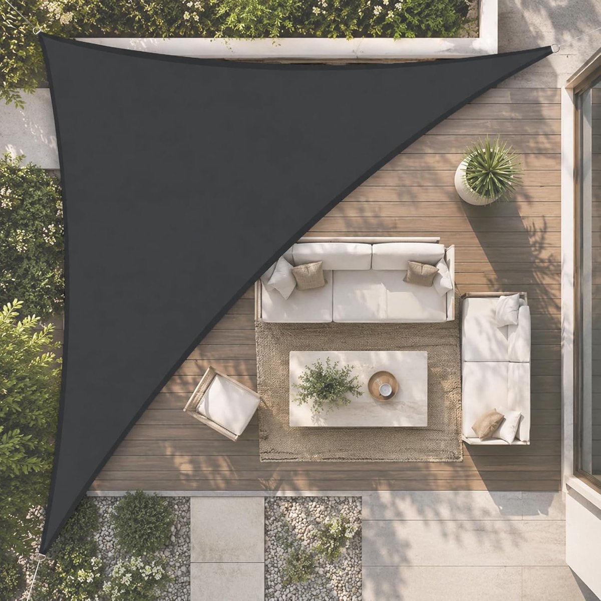 Zonnescherm van polyester Oxford-stof, waterafstotend, uv-bestendig, voor tuin, balkon en terras (donkergrijs, 3 x 3 x 4,3 m)