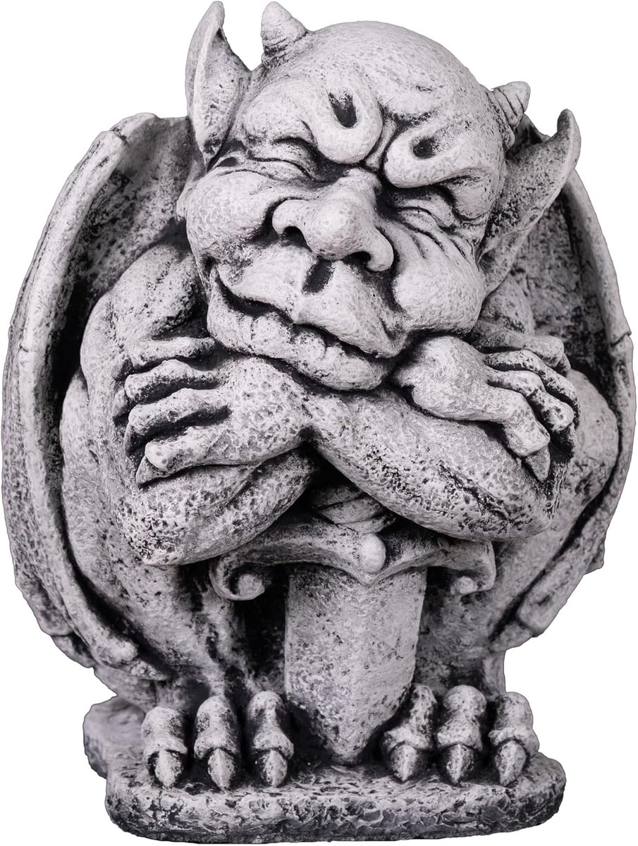 Gartendekoparadies.de Gargoyle Tuinfiguur van gegoten steen, 33 cm hoogte, 17 kg, grijs, vorstbestendig voor buiten