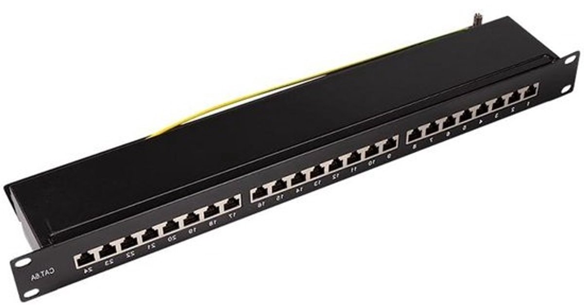 Netwerk Patchpaneel - Verdelerveld RJ45 - Netwerk Installatie - 24 Afgeschermde Poorten - 19 Inch 1 HE - Zwart