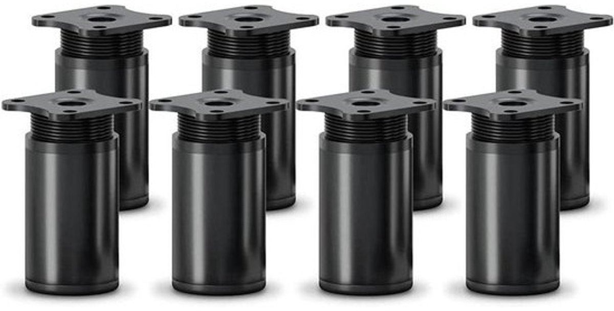 Verstelbare meubelpoten - Set van 8 - Meubels aanpassen - Inclusief schroeven - 60 mm hoogte - Zwart mat