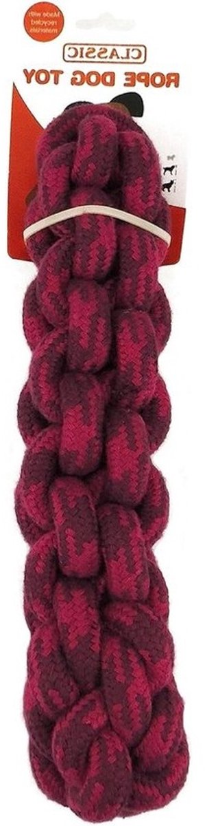 Gevlochten Touw Stok - Hondenspeelgoed Touw - Interactieve Spel - Hoge Sterkte Duurzaam - 260mm - Magenta