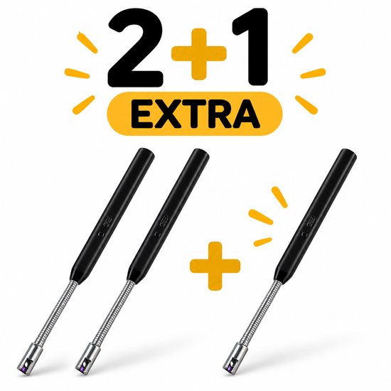 Set van 3 zwarte flexibele elektrische aanstekers, 2+1 EXTRA