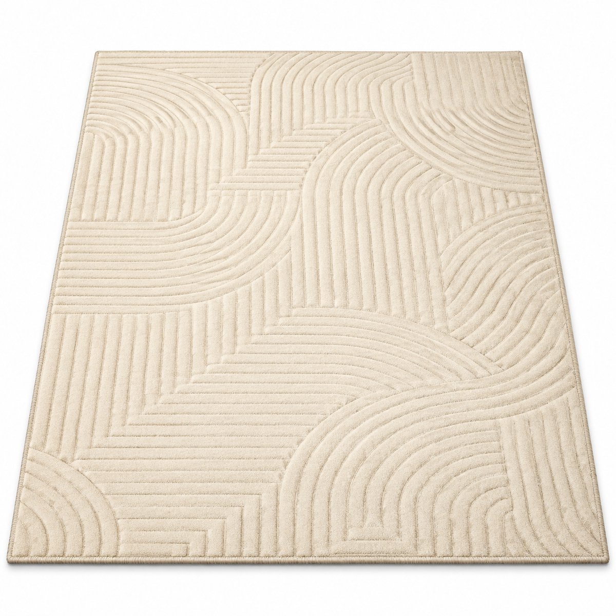 Marqs Vloerkleed - Vloerkleed laagpolig - 160x120 cm - Antislip onderlaag - Wit/Beige - Vierkant - Zacht - Slijtvast - Modern