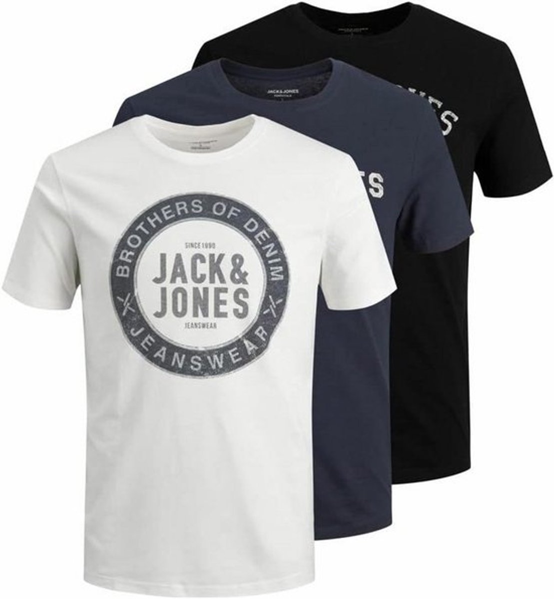 Set van 3 Effen Heren T-shirts met Ronde Hals