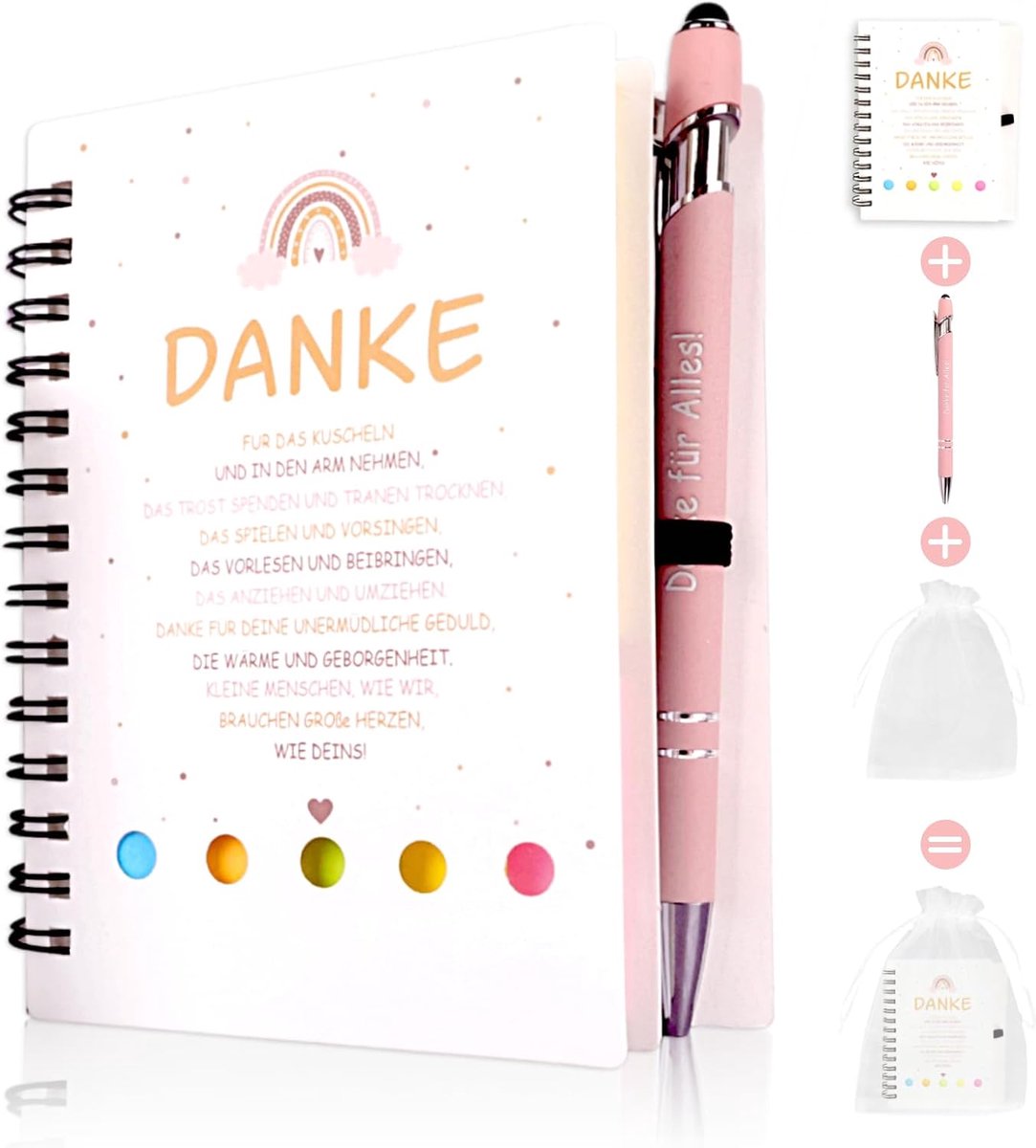 Cadeaus Voor Kleuterleidsters, Bedankt Voor Alles, Notitieboekje Voor Leerkrachten Met Pen, Afscheidscadeau Voor Kleuterleidsters, Bedankt Cadeau Voor Kleuterleidsters, Gastouders, Collega's (1 set)