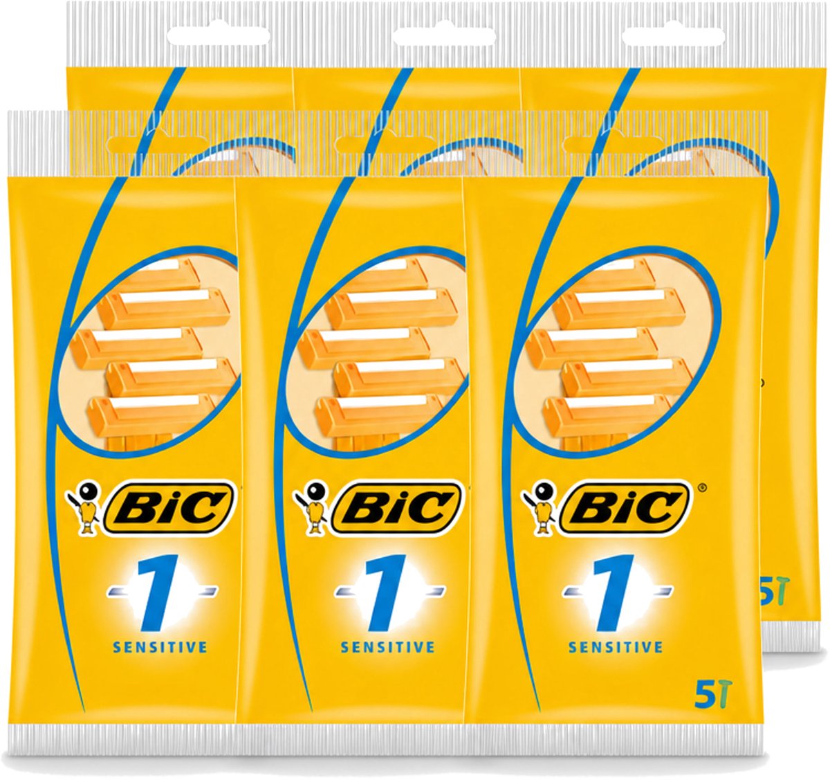 6 x Bic - Scheermesjes - Sensitive - Enkel Mesje - Wegwerpmesjes - 5 Scheermesjes - Voordeelverpakking - 6 stuks