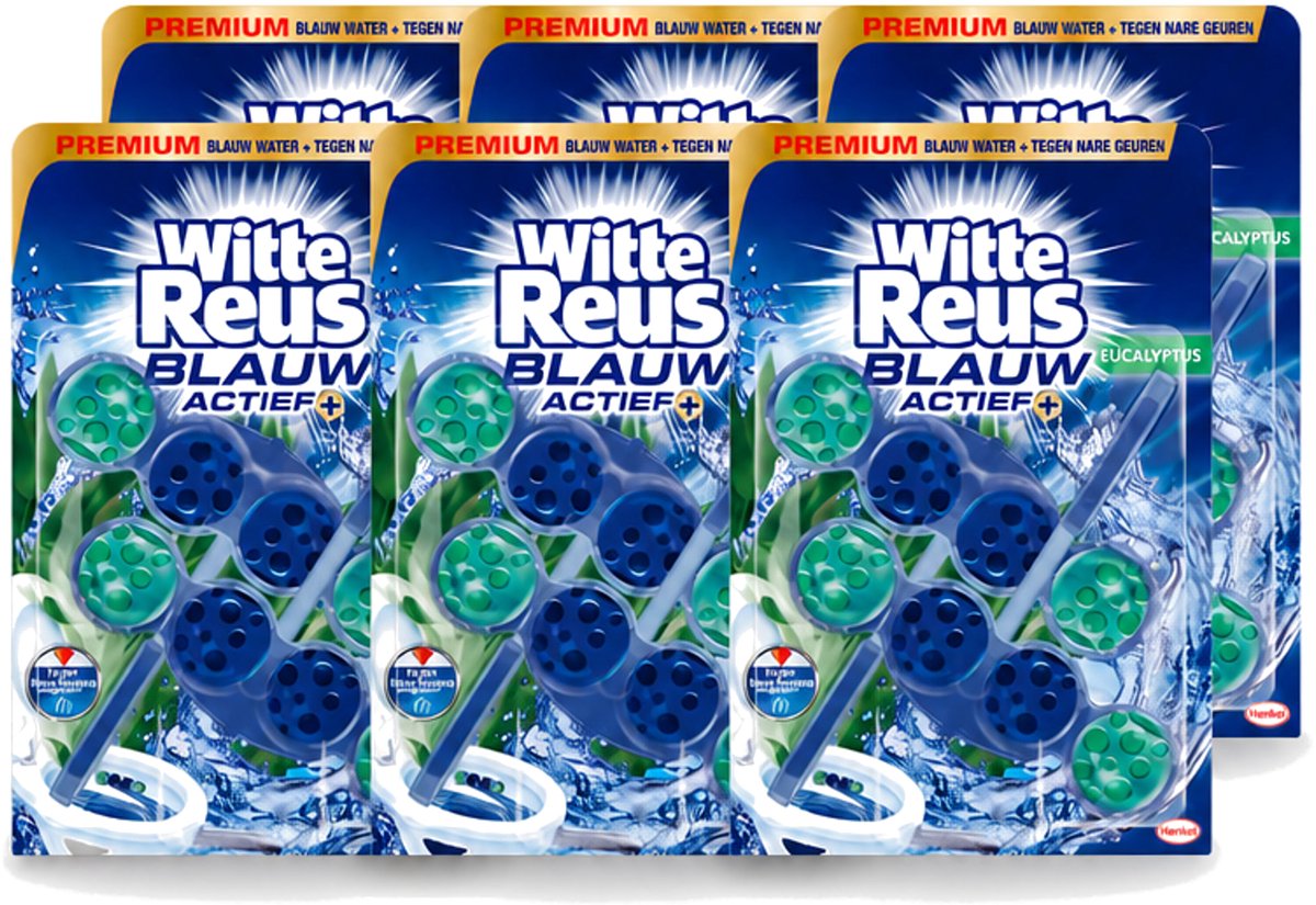 6 x Witte Reus - Toiletblok - Blauw Actief Eucalyptus - 2 Toiletblokken - Voordeelverpakking - 6 stuks