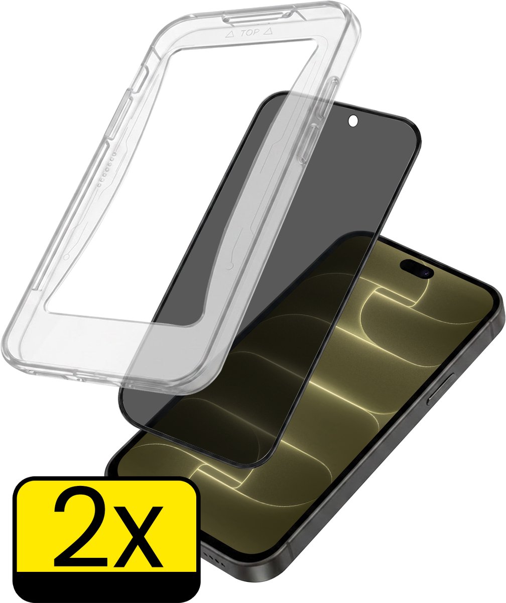 Anti-Spy Screenprotector - Geschikt voor Apple iPhone 18 Pro - 2 Stuks - Met Installatie Kit - Flexibel Glas - Privacy Beschermglas - Tempered Glass - Screen Protector