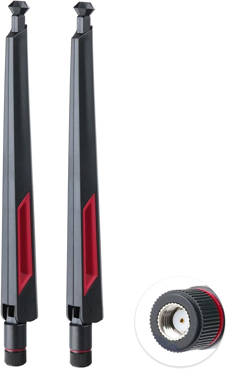 WLAN-antenne dual band 2,4 GHz, 5 GHz, 5,8 GHz, 8 dBi Mimo RPSMA stekker voor wifi-router, PCIe-netwerkkaart, desktopcomputer, USB-adapter, bewakingscamera, FPV-drone (2 stuks)