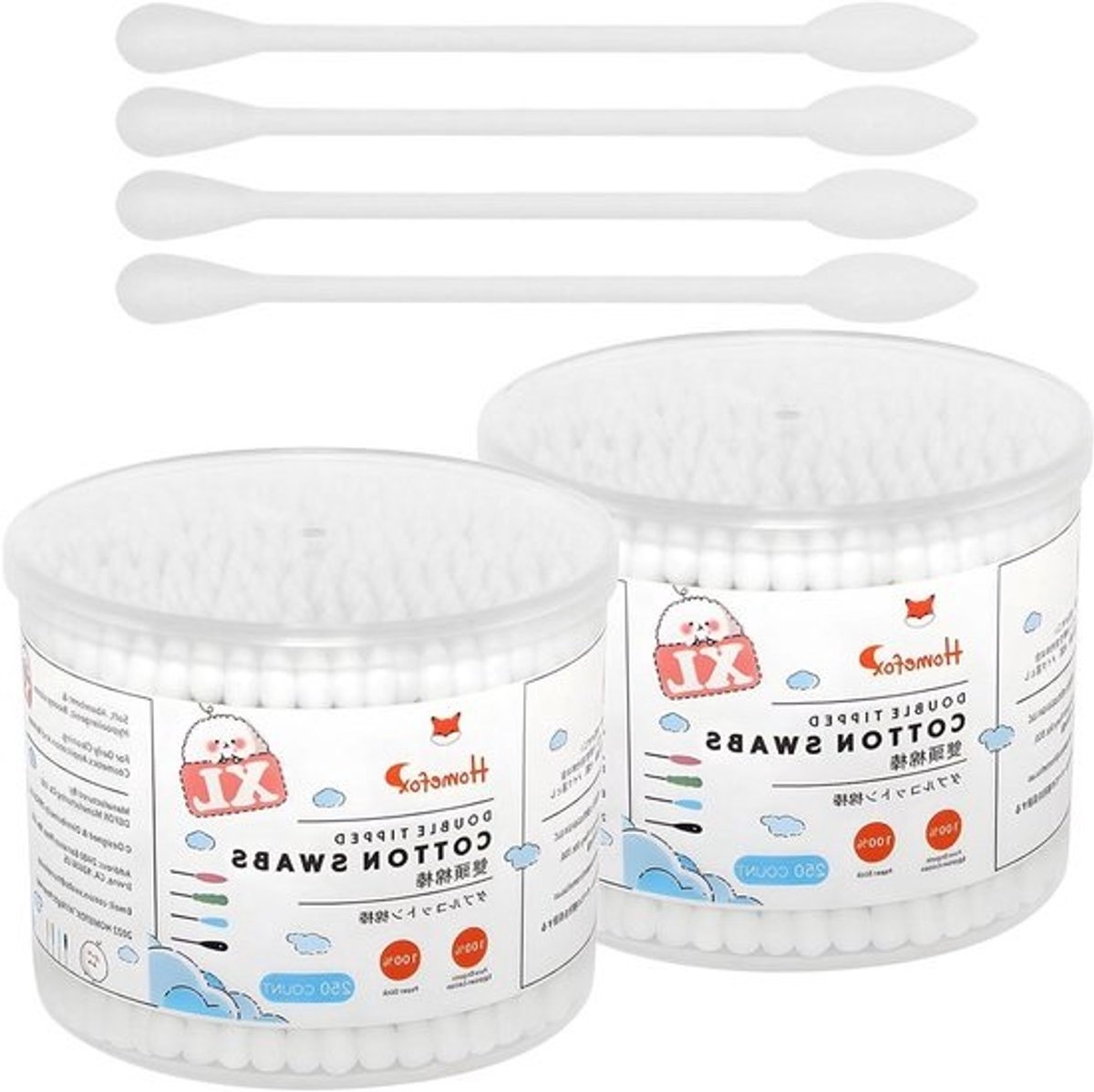 XL Wattenstaafjes - Precisie Punten - Cosmetische Reiniging - Extra Dik Katoen - 500 Stuks - Wit