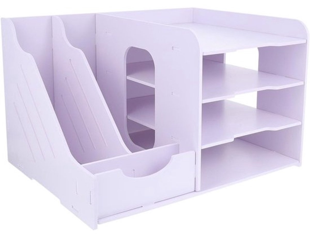 Meerlaags Bestandsrek - Documenten Organizer - Bureau Opruimen - Veelzijdige Compartimenten - 40 cm Breed - Wit