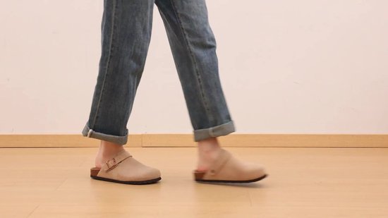 Olanly Unisex clogs – Koe suède – Comfort slippers – Houten clogs – abrikoos - 42 -Geschikt voor een voetlengte van 26,7 cm