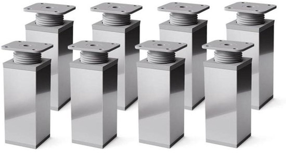 Meubelpoten Set - Kastpoten Verstelbaar - Meubels Opknappen - Hoogte Verstelbaar - 8 stuks 100 mm - Chroom