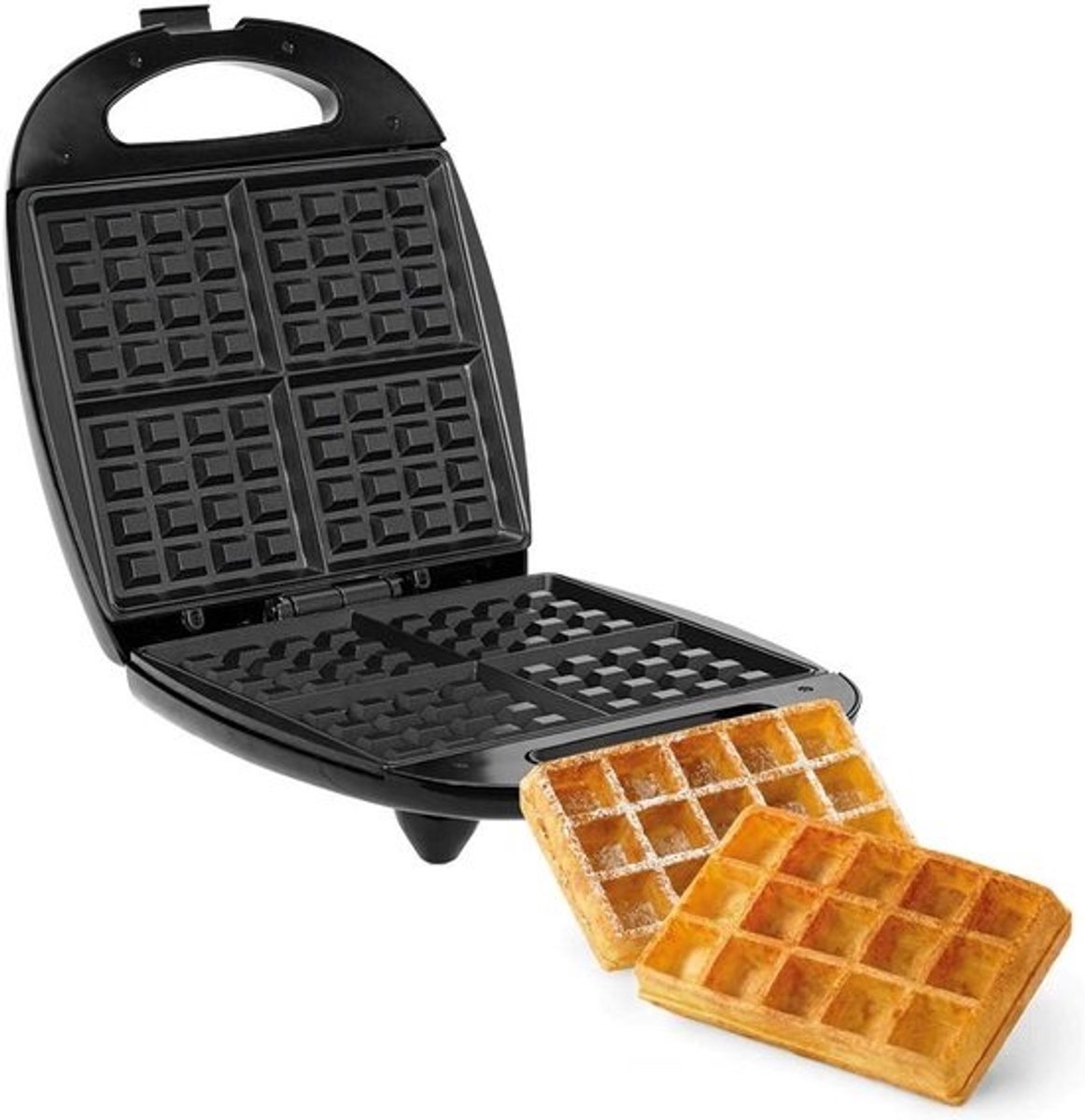 Wafelijzer - Wafelmaker - Zelf Wafels Bakken - Maakt 4 Wafels Tegelijk - 1300 Watt - Zwart