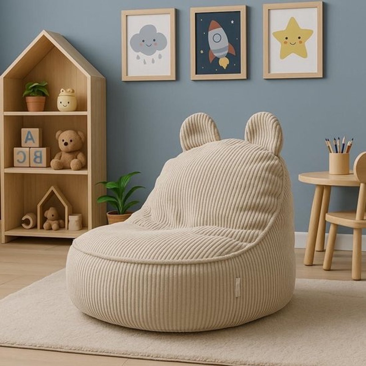 Kinderfauteuil - Kindermeubel Stoel - Ontspannen Lezen - Zachte Corduroy Stof - 60 cm Diep - Mosterdgeel