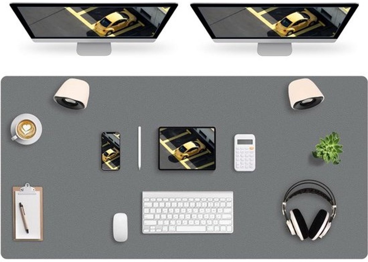 Bureauonderlegger - Bureau mat - Bureau organiseren - Kunstleer - 120x60cm - Donkergrijs