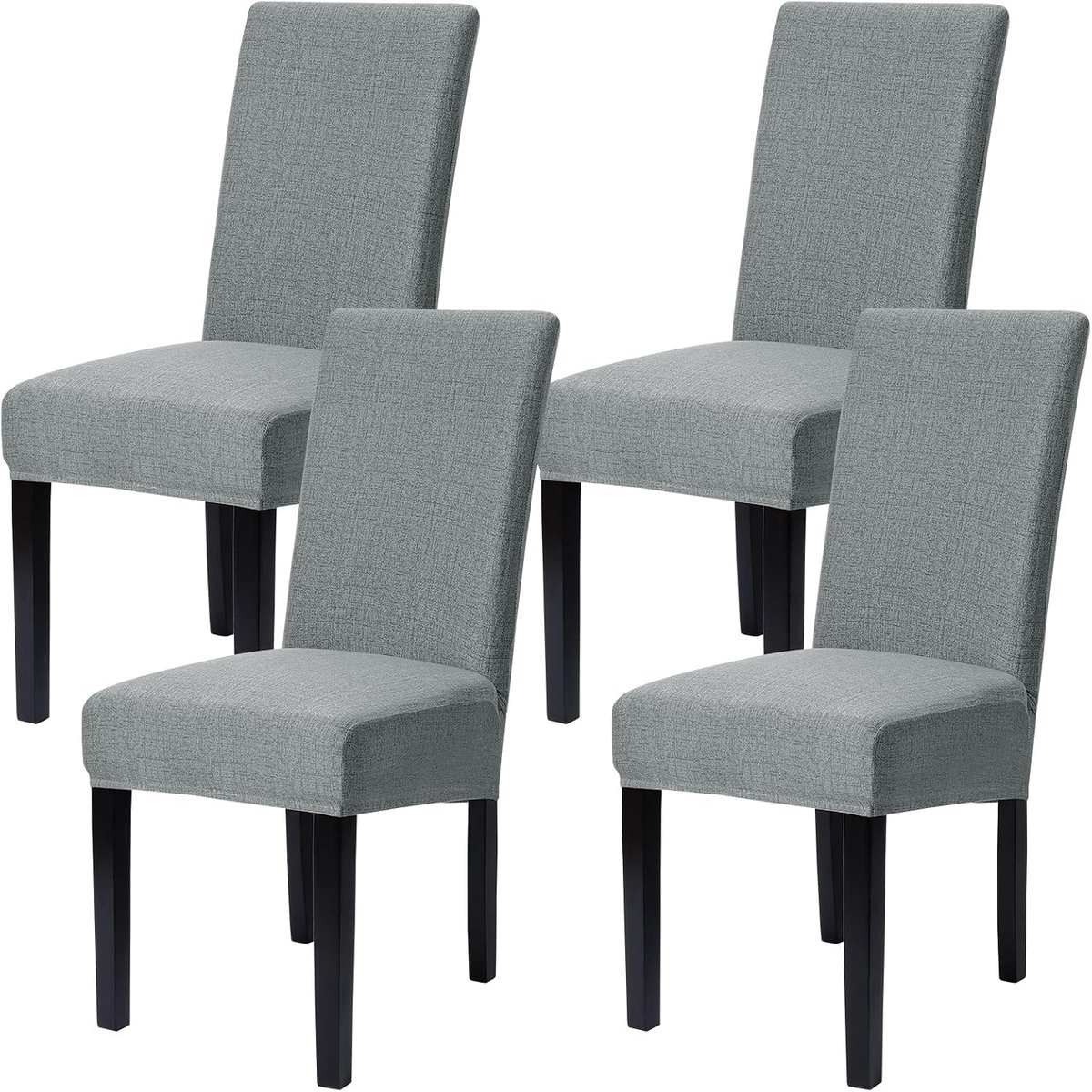Stretch Stoelhoezen voor Eetkamerstoelen Afneembare Wasbare Stoelhoezen Schommelstoelen Stoelhoes voor Eetkamer Hotel Restaurant Bruiloft (4, Donkergrijs, Universeel)