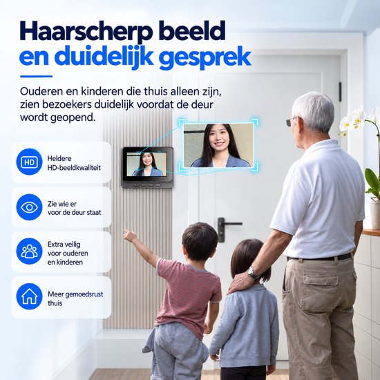 WINNES Draadloze Video deurbel met Camera – 1080P HD, Waterdicht, Geen Abonnement of WiFi Nodig, Geen App Vereist, Tweewegsaudio, 170° Kijkhoek, Nachtzicht, Lokale Opslag — afbeelding 2
